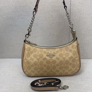 Coach Tan Signature Chain Shoulder Bag